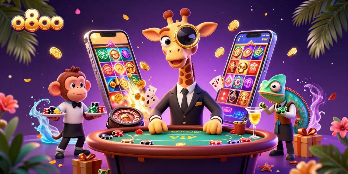 Experience the thrilling charm of o8oo with high-roller giraffe and casino action in vibrant 3D.