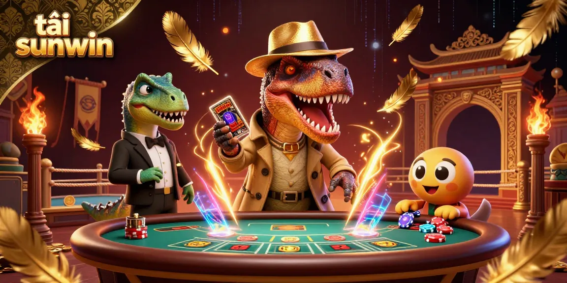 Gain insights through the vibrant casino scene for tải sunwin, featuring a clever velociraptor and a wary pit boss.