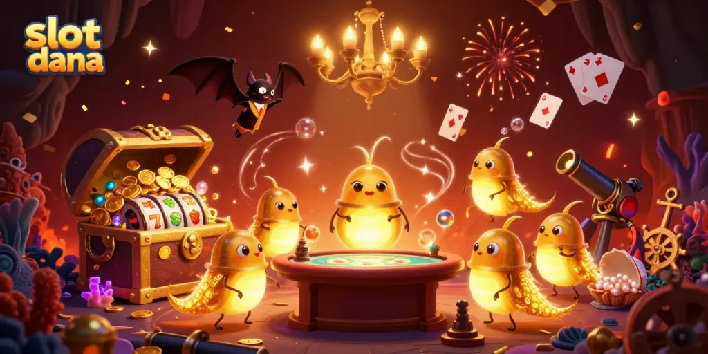 Experience the excitement of slot dana in a vibrant casino scene lit by glowing glowworms.