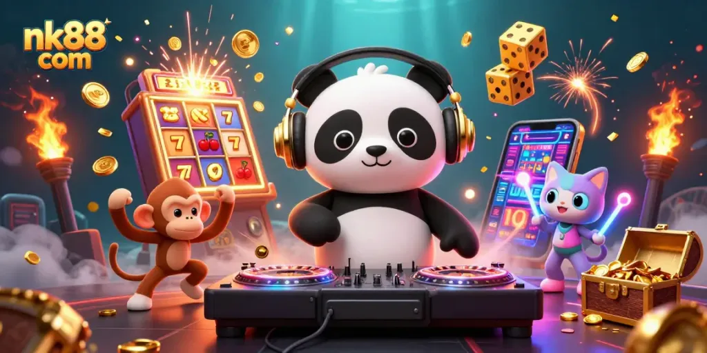 Join the fun at nk88 com with vibrant casino-themed characters and dynamic game elements!