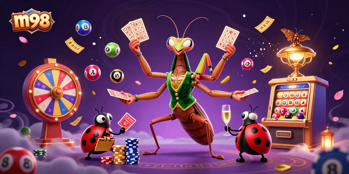 Engage with the vibrant m98 casino experience featuring dynamic game elements, card games, and a lively setting.