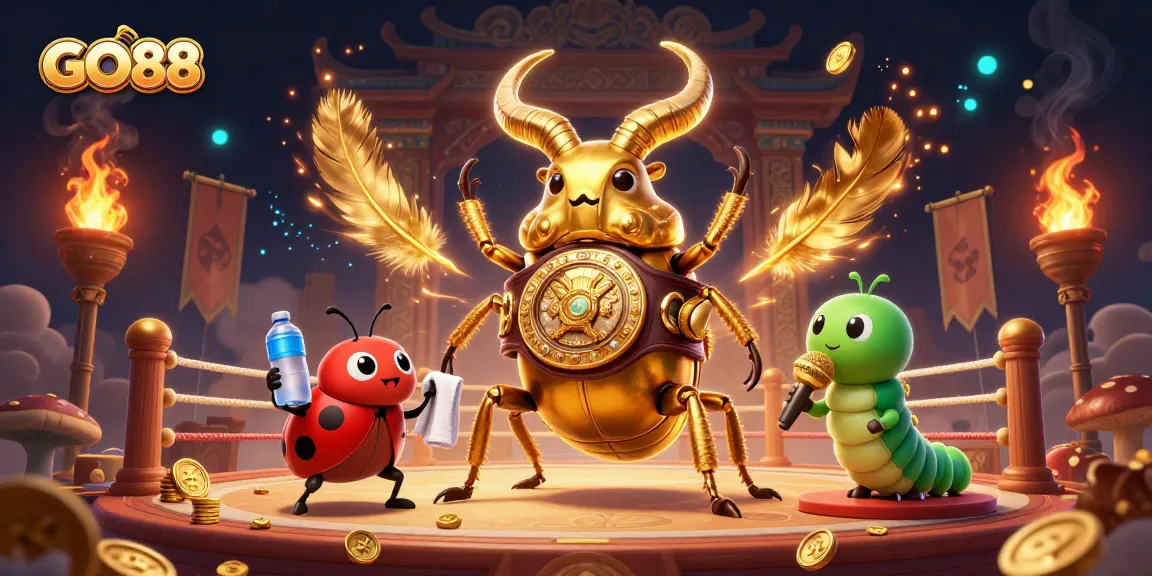 Engage with GO88's exhilarating betting atmosphere featuring dynamic cartoon characters and rich casino elements.